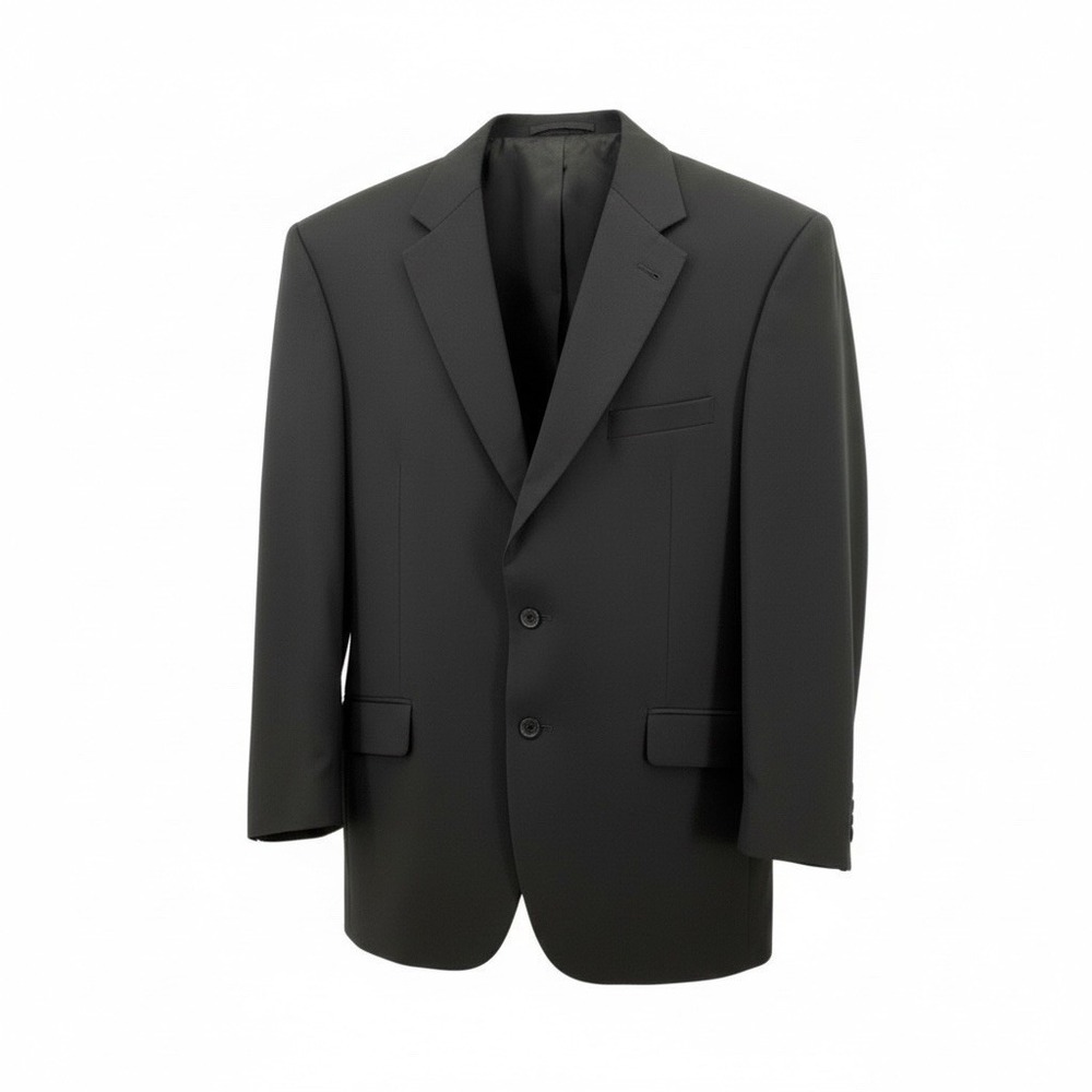 Jos a Bank Mens 2 Button Black Suit Jacket Size 46R 100% Wool